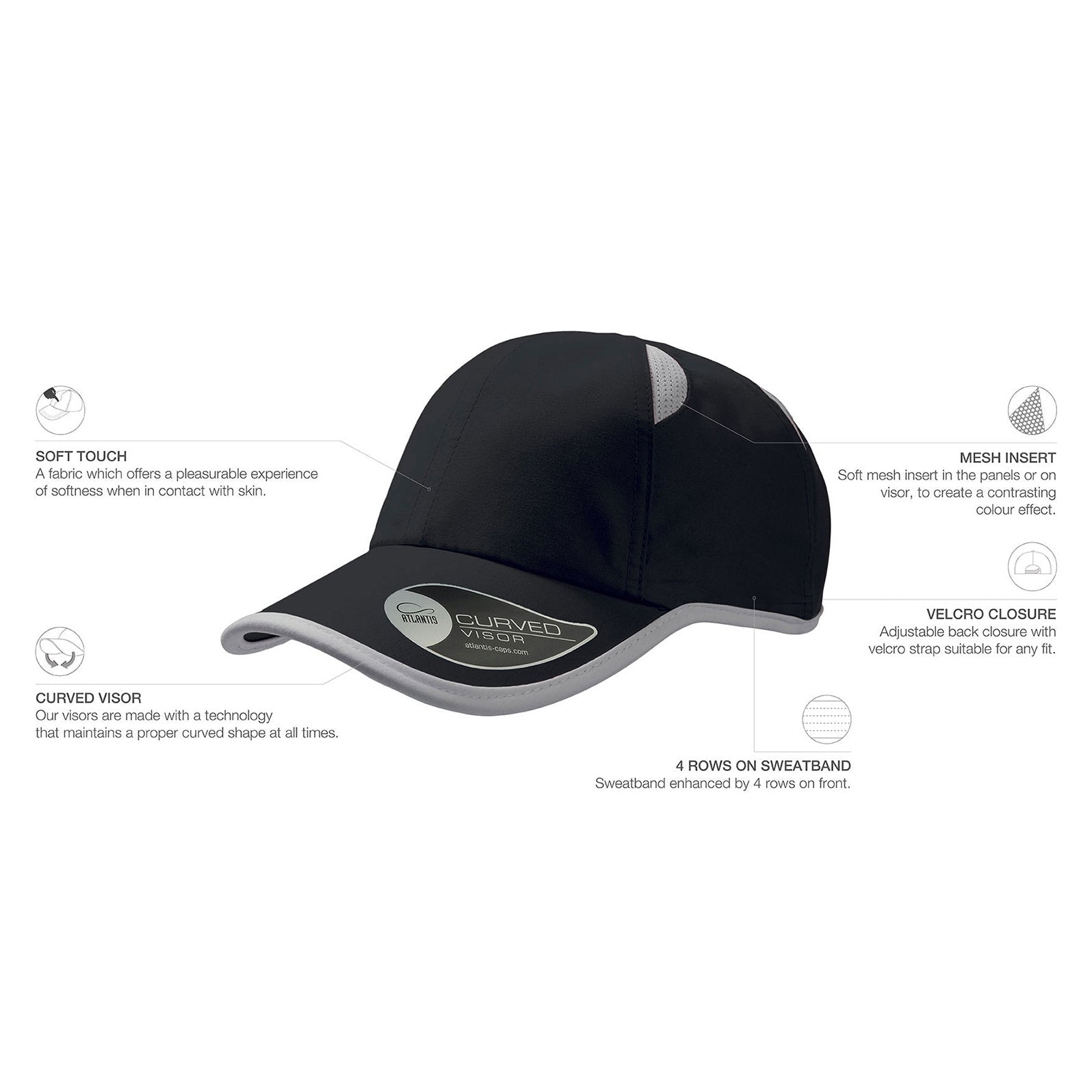 Atlantis - Gym Runner Cap - Adjustable - Black/Grey