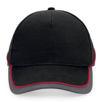 Beechfield - Teamwear Competetion Cap - Adjustable - Black/Graphite Grey/Classic Red